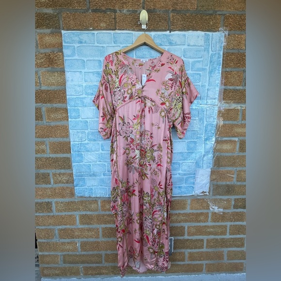 poupette st barth long kaftan amaya pink leo forest size M/L - Picture 3 of 16